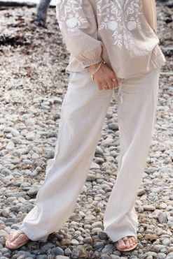 Agar Bordado Pantalon taupe clair