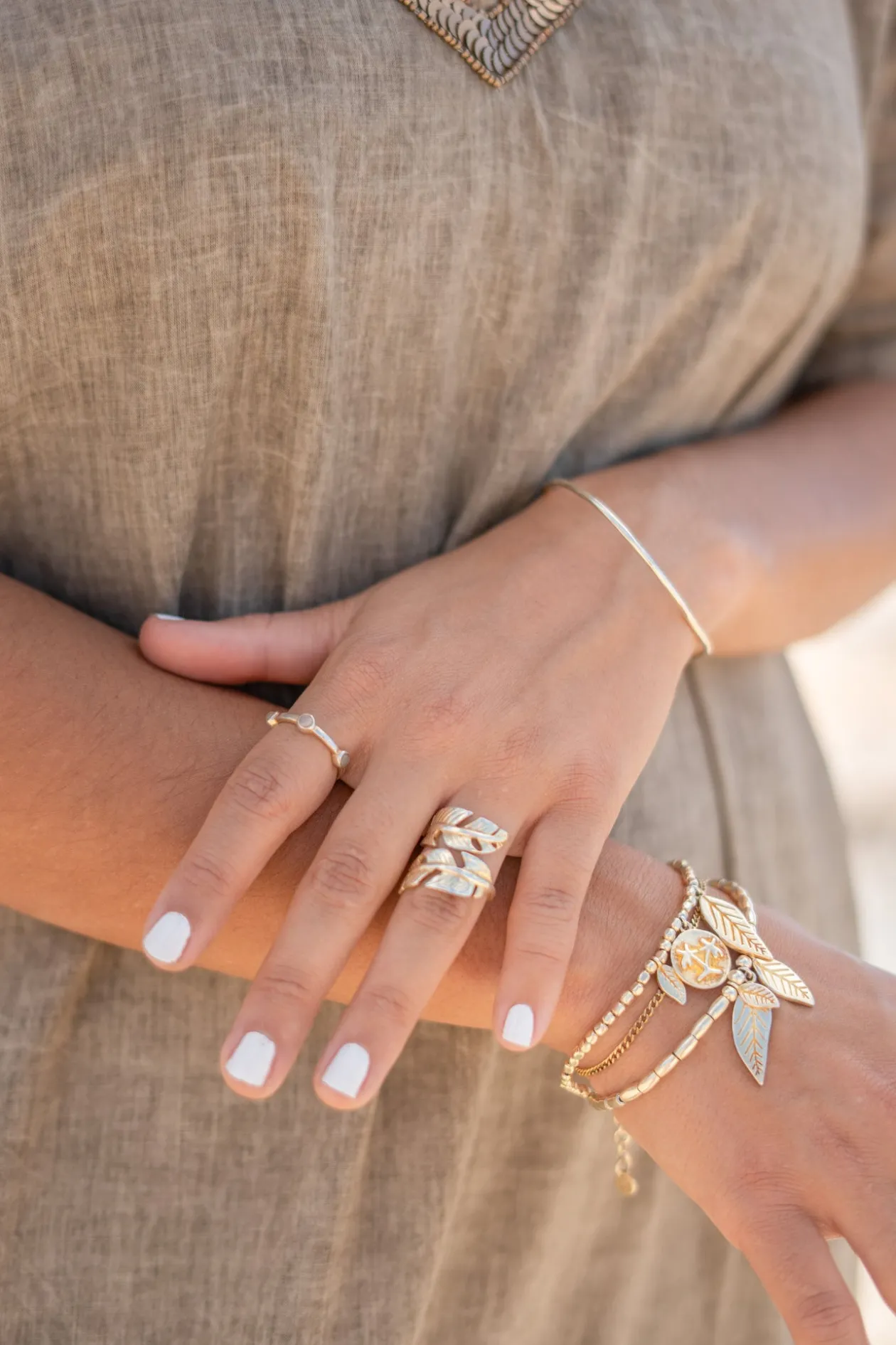 Bague Dots Gold White