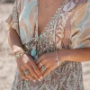 Bague Large Drip Stone Argent Aqua