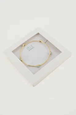 Bangle Bracelet Dots Gold Aqua