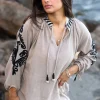 Blouse à broderie Esthetica Taupe