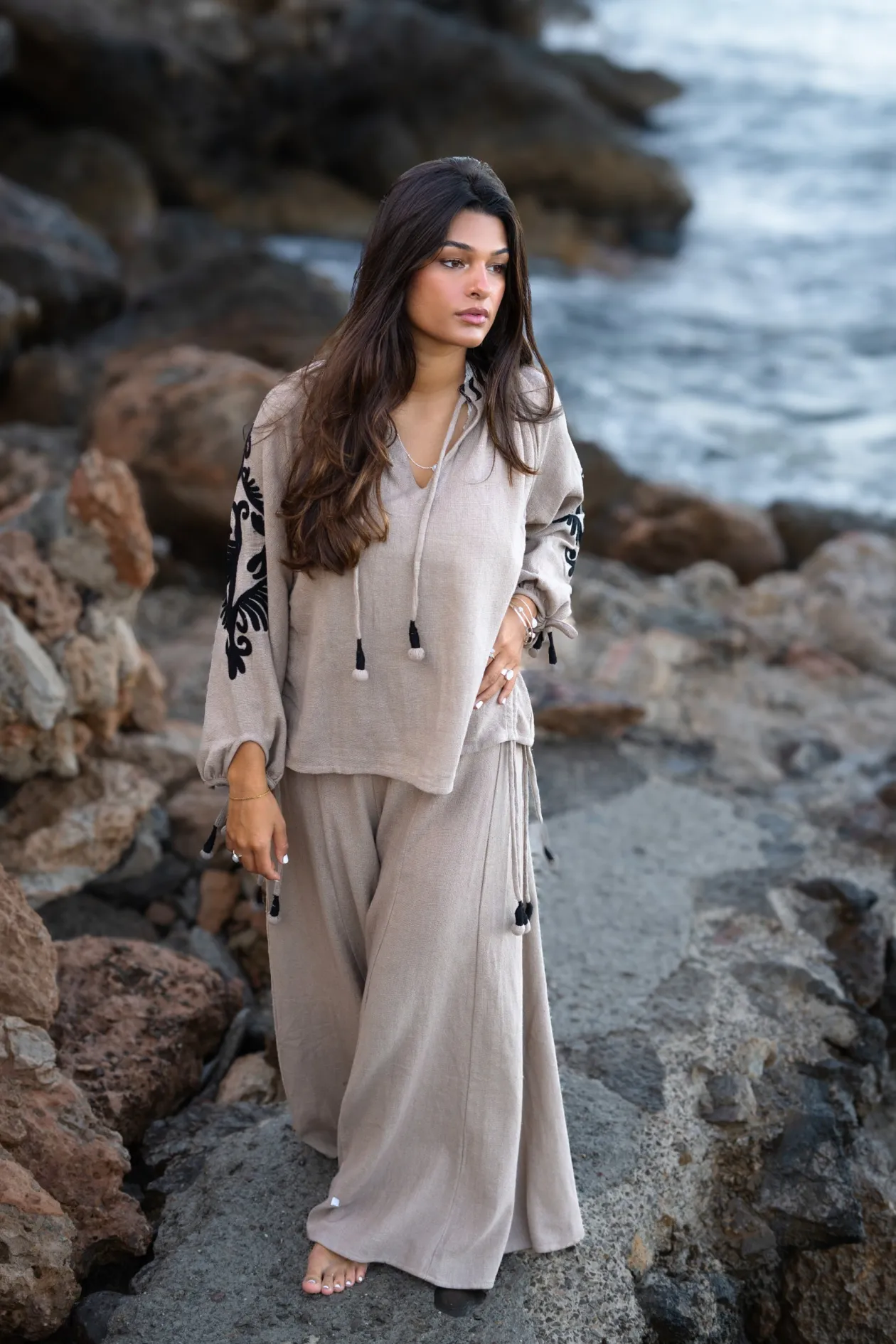 Blouse à broderie Esthetica Taupe