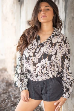 Blouse Briso Baroque Noir imprimé
