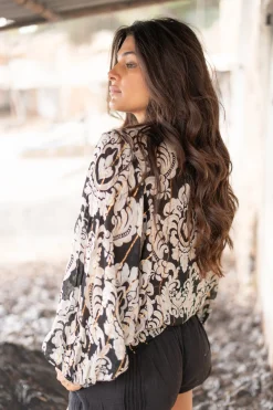 Blouse Briso Baroque Noir imprimé
