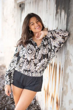 Blouse Briso Baroque Noir imprimé