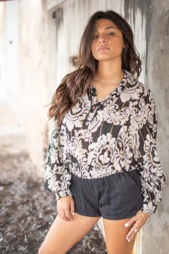 Blouse Briso Baroque Noir imprimé