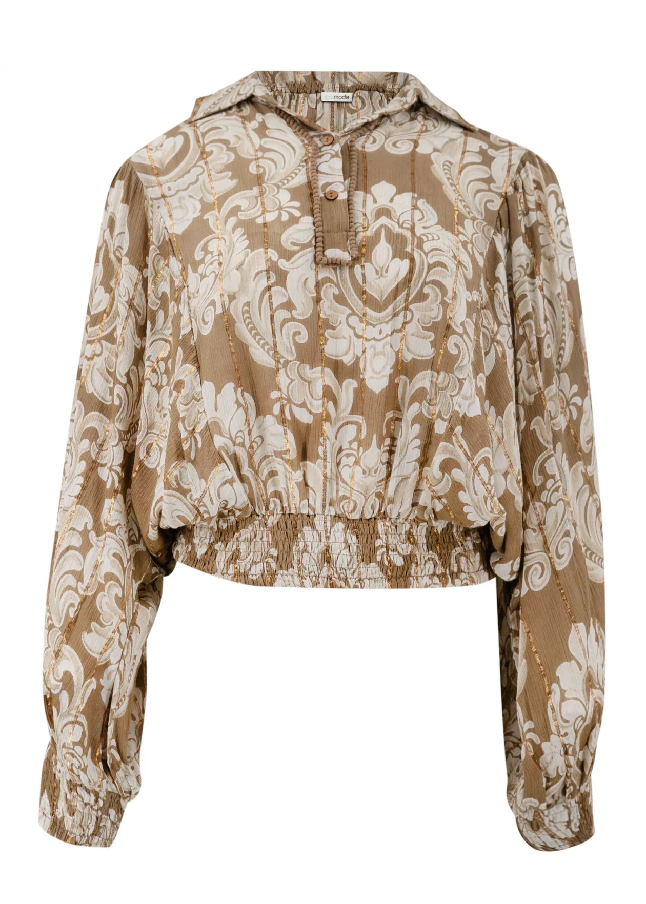 Blouse Briso Baroque Taupe imprimé