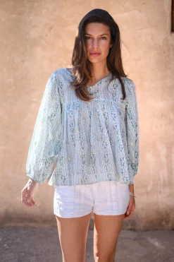 Blouse Corazon Print Stone Blue