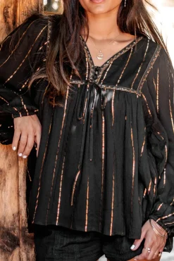 Blouse Gigi Stripe Noir