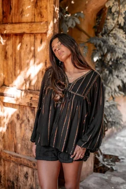 Blouse Gigi Stripe Noir