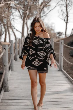 Blouse Ida Ethnic Noir Imprimé