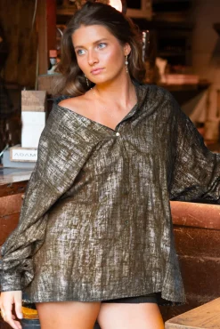 Blouse longue Sparkle Taupe Gold