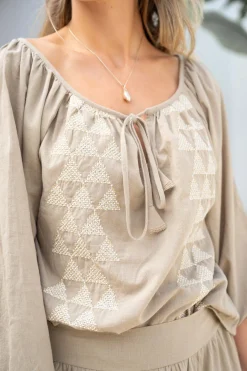Blouse Serena Cuadros Taupe