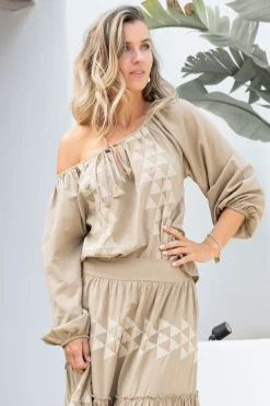 Blouse Serena Cuadros Taupe
