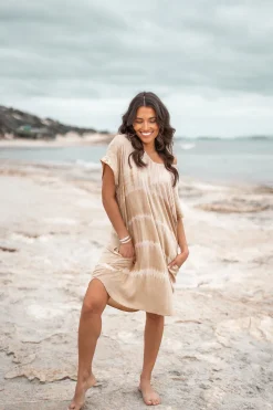 Caftan court Noa Tie Dye Sand/Beige