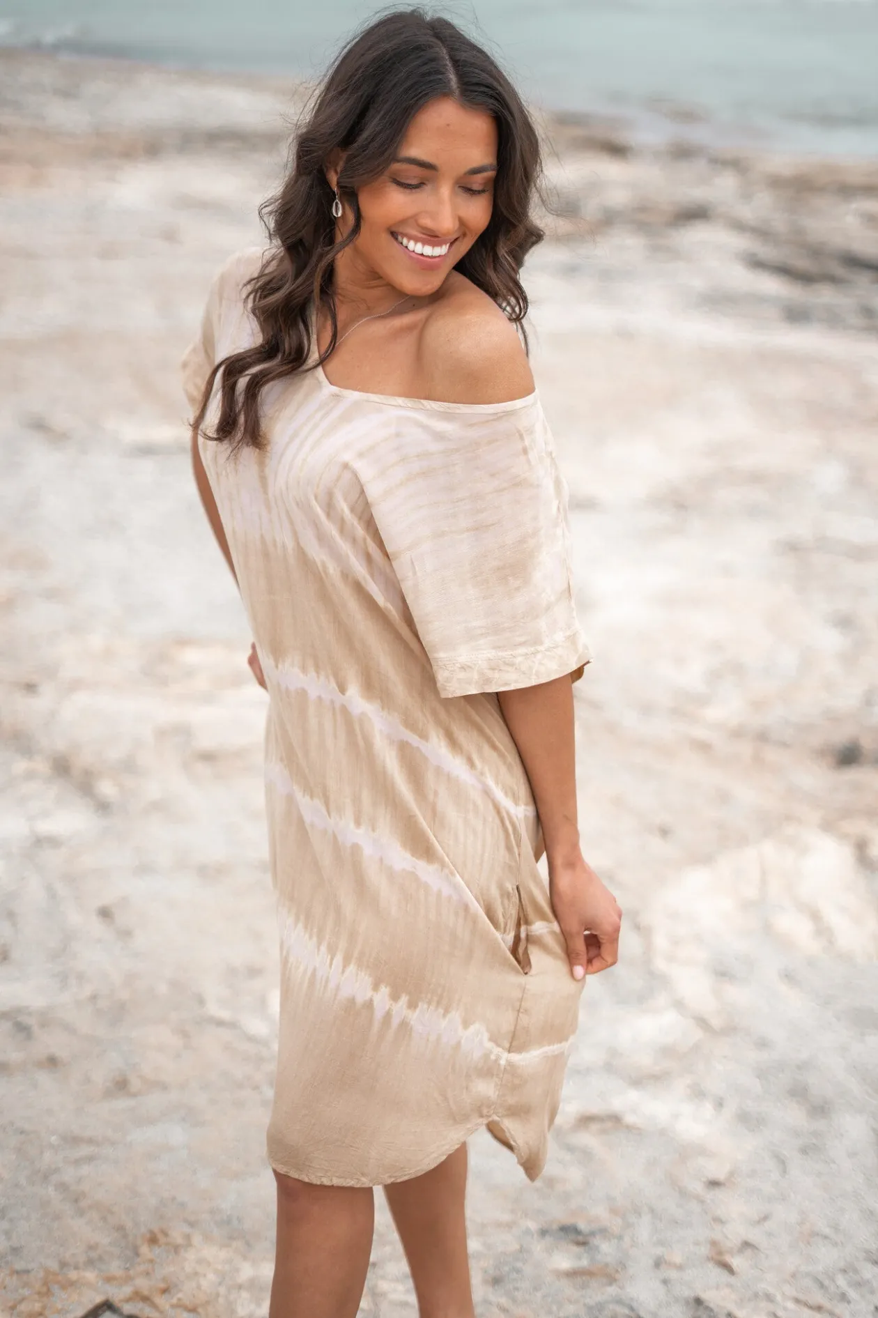 Caftan court Noa Tie Dye Sand/Beige
