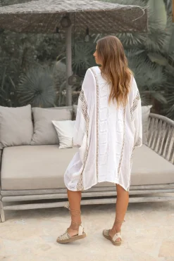 Caftan court Rhea Scorva Blanc