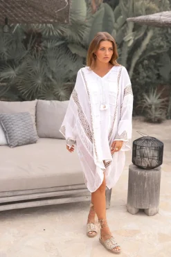 Caftan court Rhea Scorva Blanc