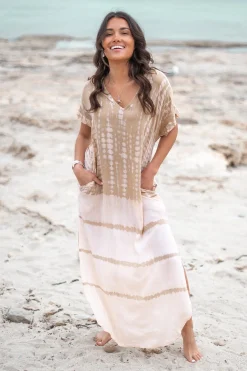 Caftan long Noa Tie Dye Poudre/Sable