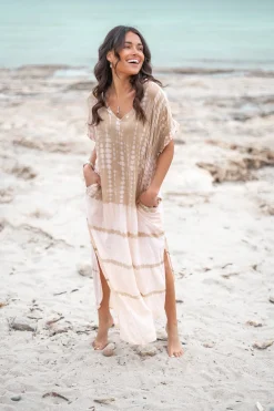 Caftan long Noa Tie Dye Poudre/Sable