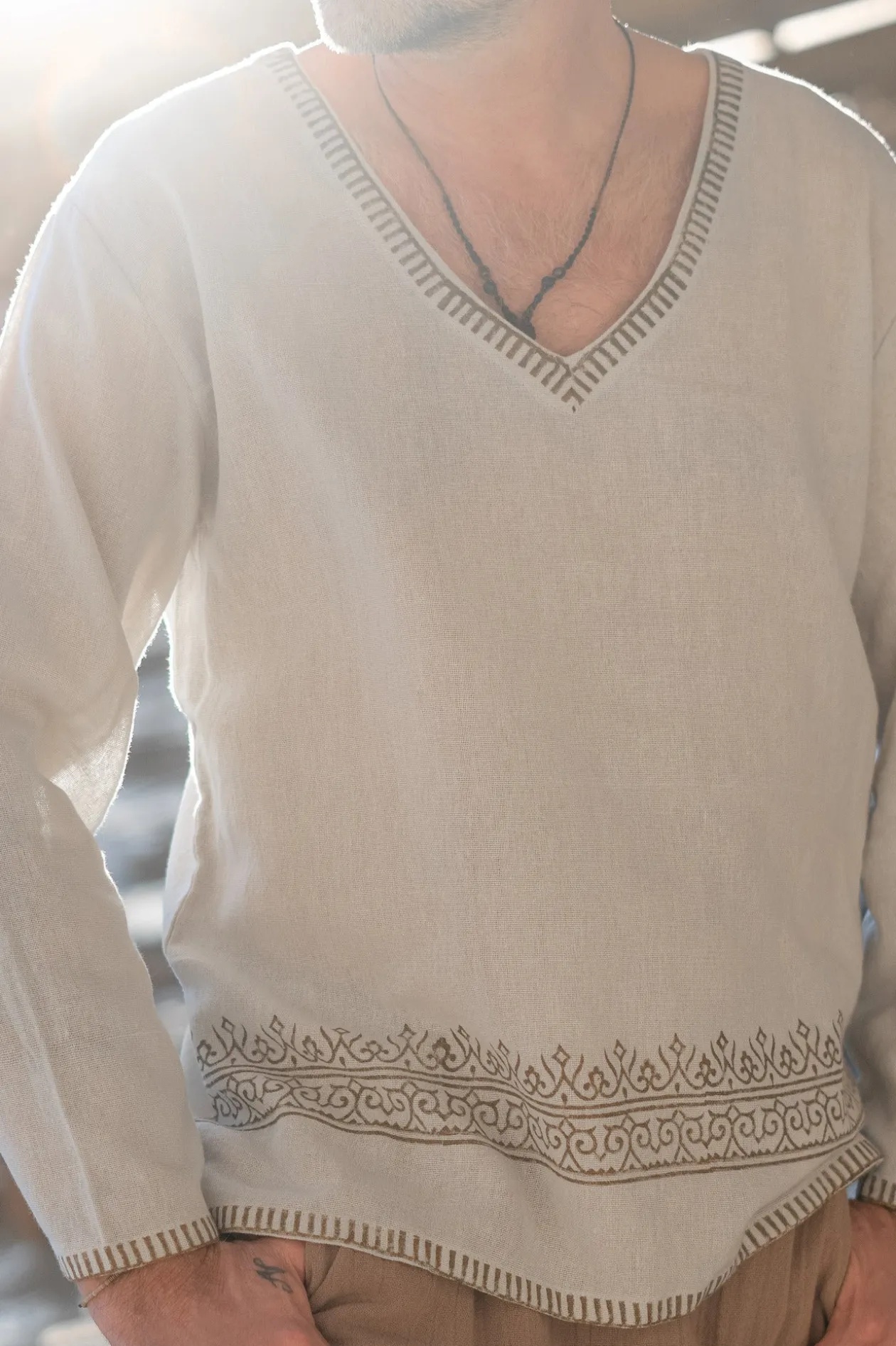 Chemise à col en V Raf Ivory