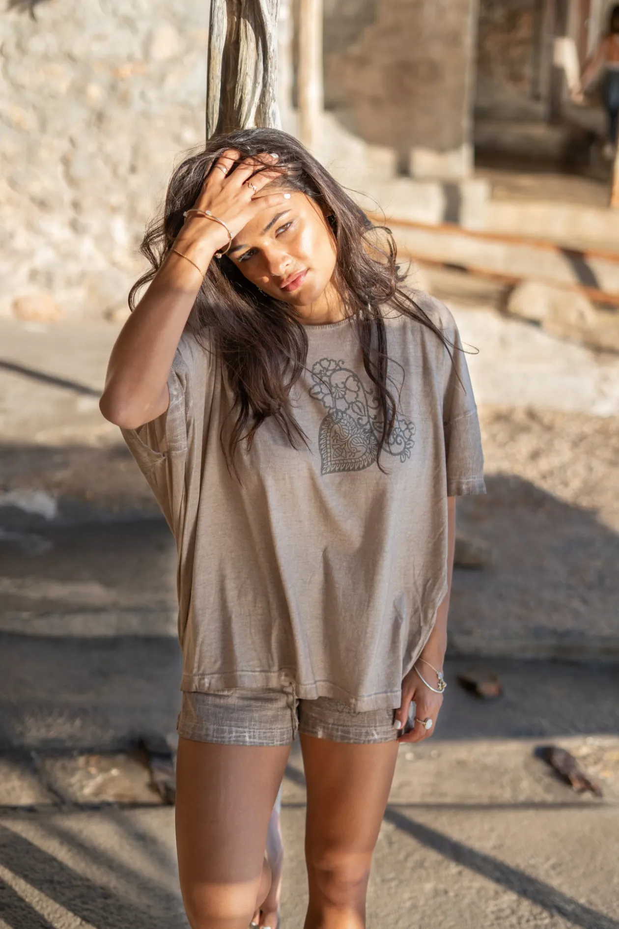 Chemise Carré Jersey Taupe