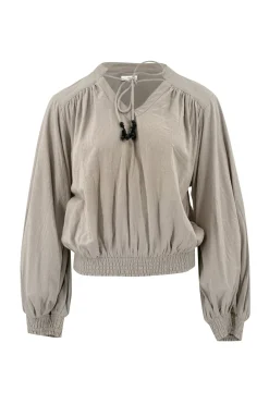 Chemisier à manches bouffantes Espanola Light Taupe Plain