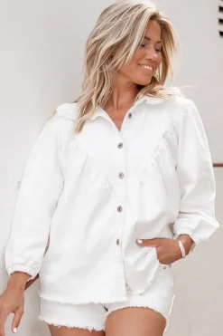 Chemisier en denim Pancha Blanc cassé