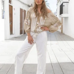 Chemisier Tassel Beige