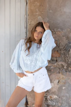 Chemisier Yira Bordado Bleu
