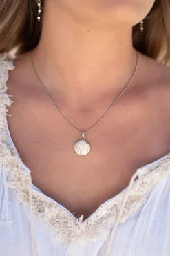Collier en coquillage argenté