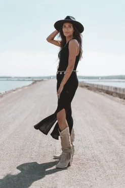 Felin Ajour Robe en maille noire