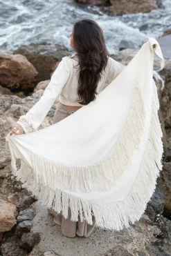 Foulard à franges Flecos Ecru