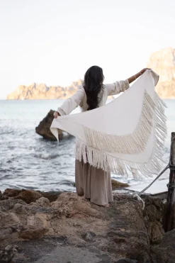 Foulard à franges Flecos Ecru