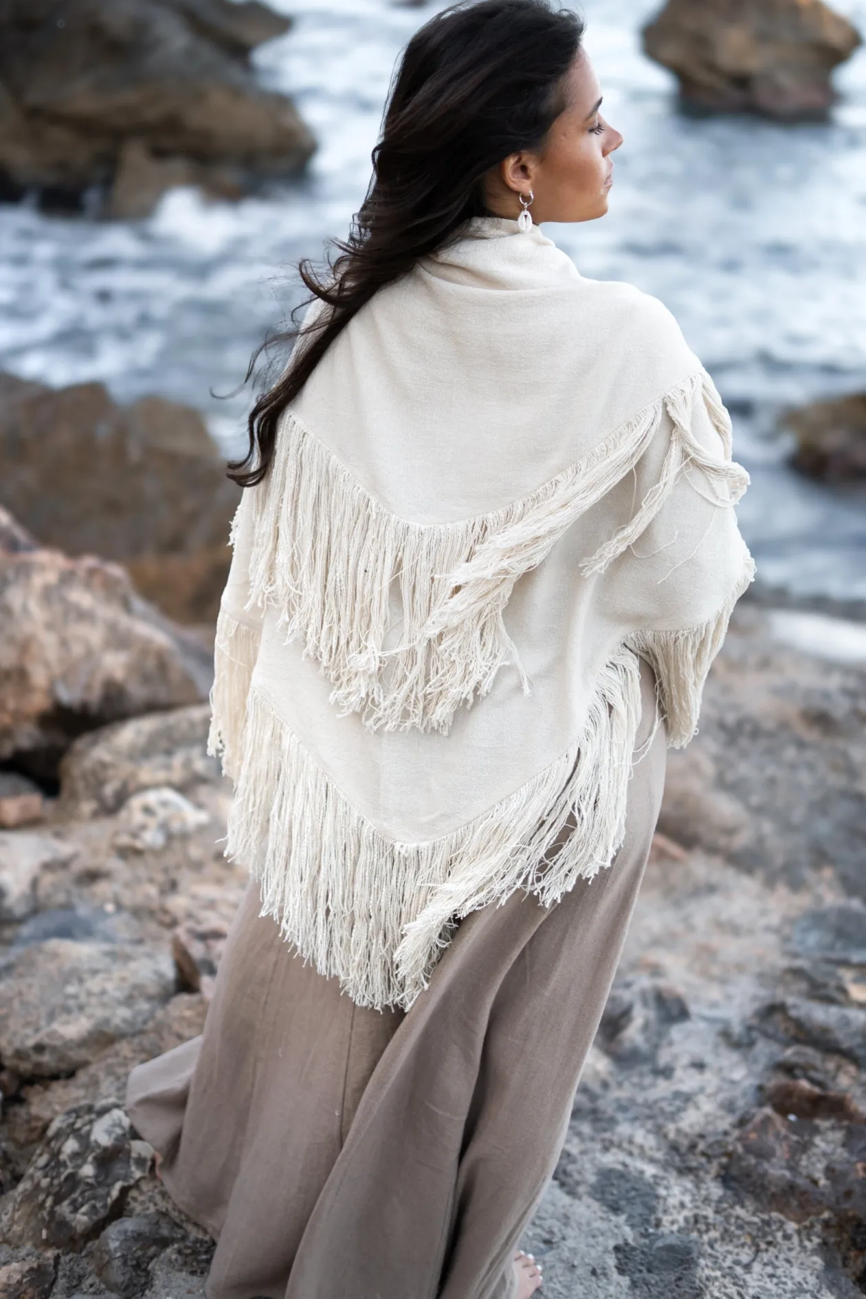 Foulard à franges Flecos Sable foncé