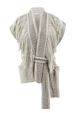 Gilet à franges Esthetica Ecru
