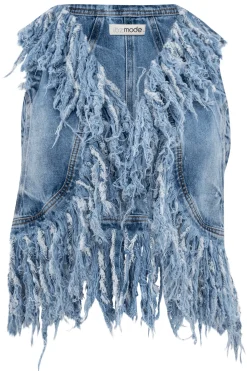 Gilet bleu à franges Joie