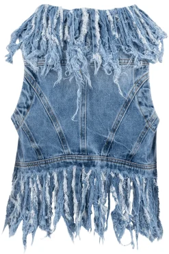 Gilet bleu à franges Joie