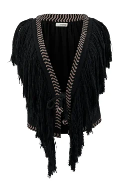 Gilet court à franges Esthetica Noir