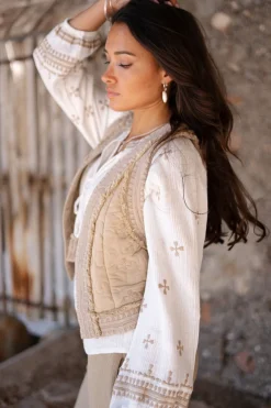 Gilet court Sonrisa Taupe