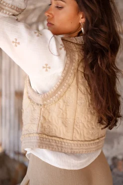 Gilet court Sonrisa Taupe