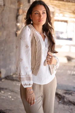 Gilet court Sonrisa Taupe