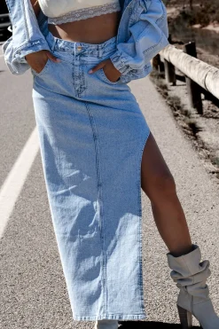 Jupe en jean Miley Bleu clair