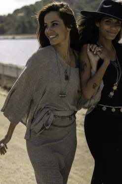 Jupe enveloppante en tricot Eve Tender Taupe
