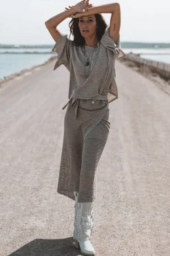 Jupe enveloppante en tricot Eve Tender Taupe