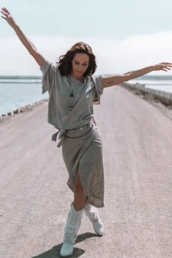 Jupe enveloppante en tricot Eve Tender Taupe