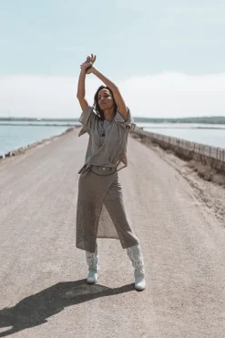 Jupe enveloppante en tricot Eve Tender Taupe