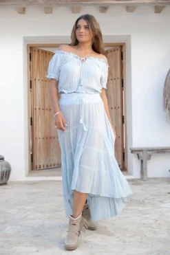 Jupe gitane Charlota Bleu pâle