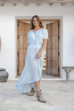 Jupe gitane Charlota Bleu pâle