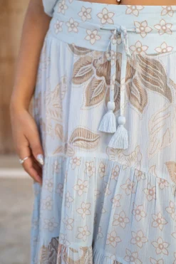Jupe gitane Charlota Imprimé bleu pâle